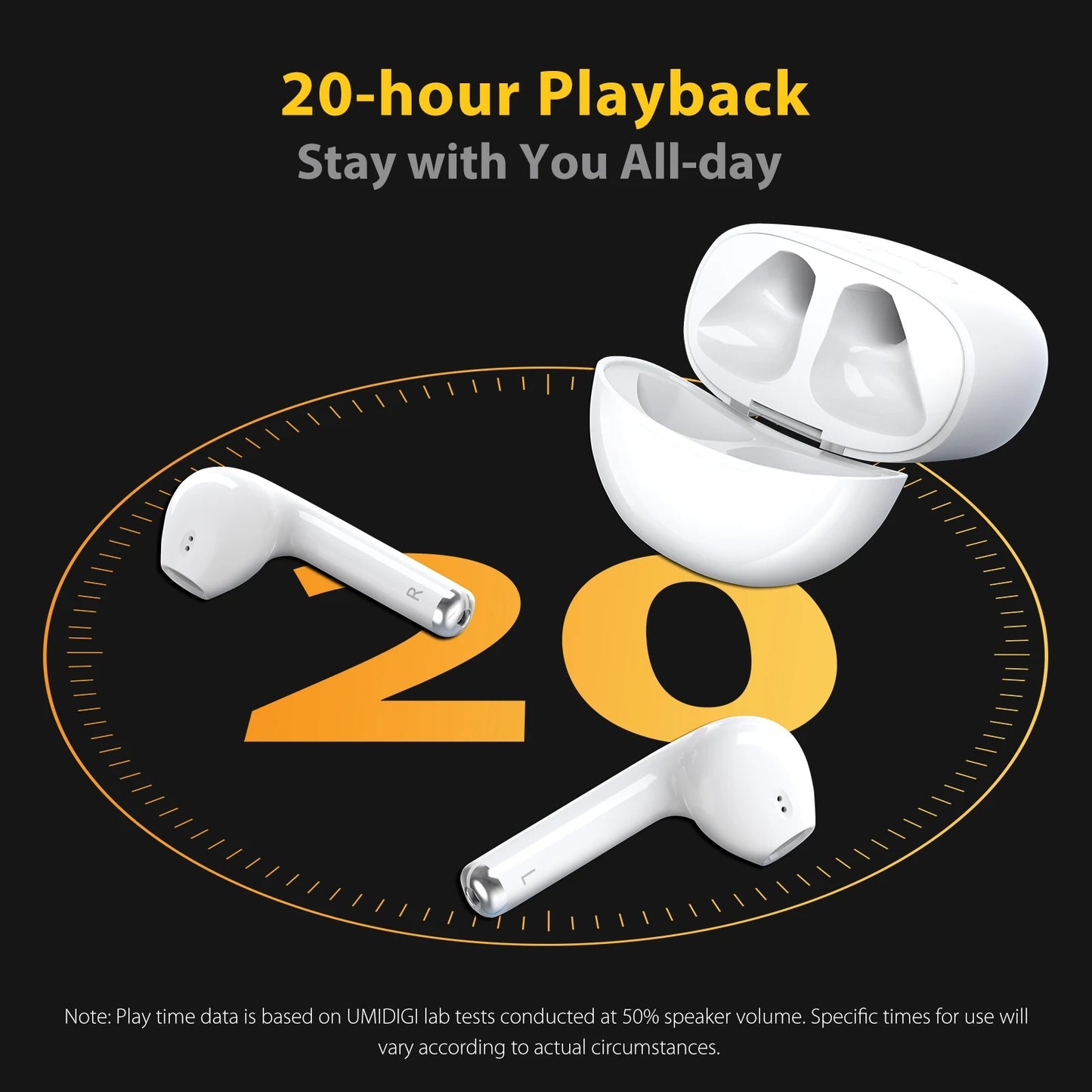 UMIDIGI AirBuds – Kabellose Bluetooth Kopfhörer mit ENC Noise Cancelling, IPX5, 20h Akku & 10mm Treiber