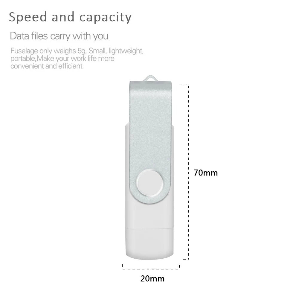 64 GB 2‑in‑1 USB‑C & USB‑A 3.0 High‑Speed Flash‑Drive – 360° drehbar, Schwarz