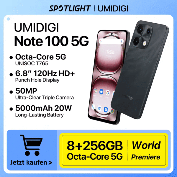 UMIDIGI Note 100 5G – 6.8" Android 14 Smartphone mit 16 GB RAM (8+8), 256 GB Speicher & 50MP Kamera - Image 16