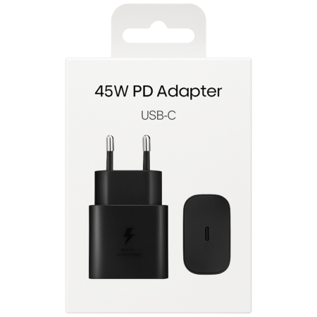 USB-C Schnellladegerät 45W – PD 3.0, CE-zertifiziert, EU-Stecker (schwarz)
